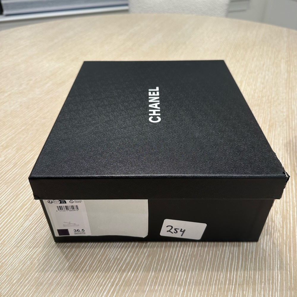 CHANEL Black Platform Sandal with Gold Chain Trim - Picture 7 of 12